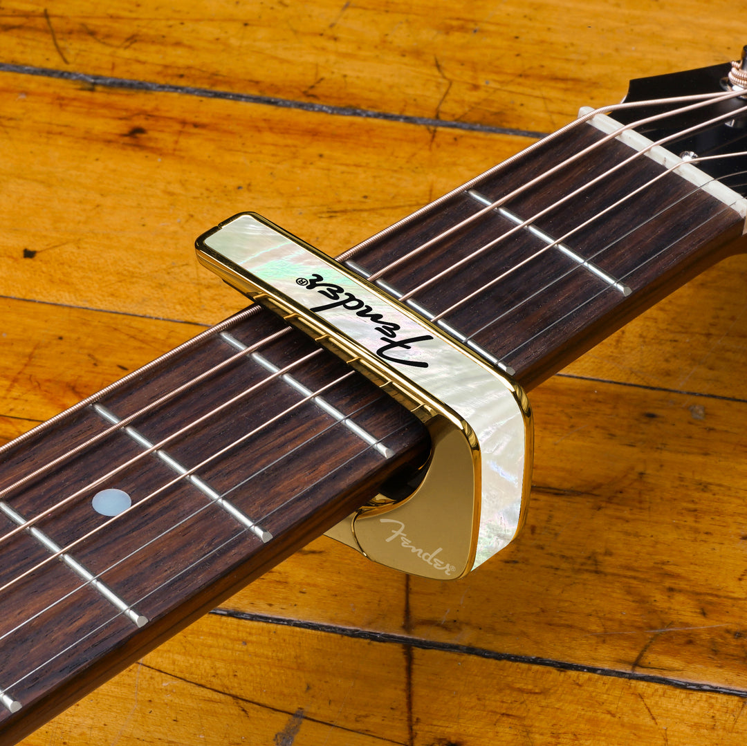 Fender Mother of Pearl with Black Spaghetti Logo | Officially Licensed Capo