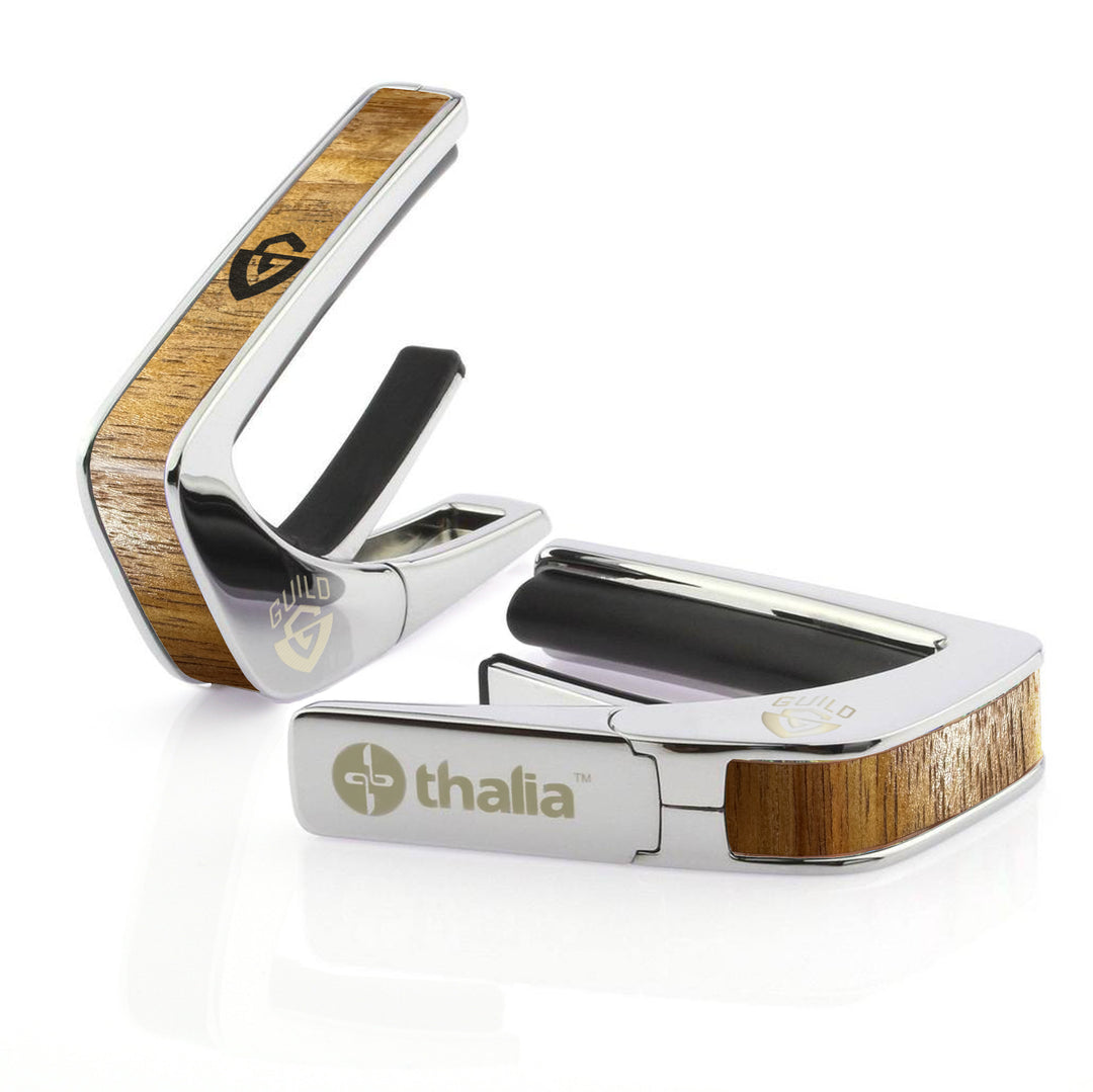 Guild AAA Curly Hawaiian Koa & Engraved G-Shield | Officially Licensed Capo