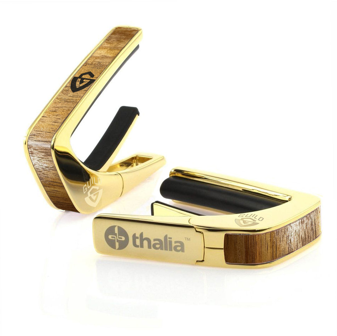 Guild AAA Curly Hawaiian Koa & Engraved G-Shield | Officially Licensed Capo