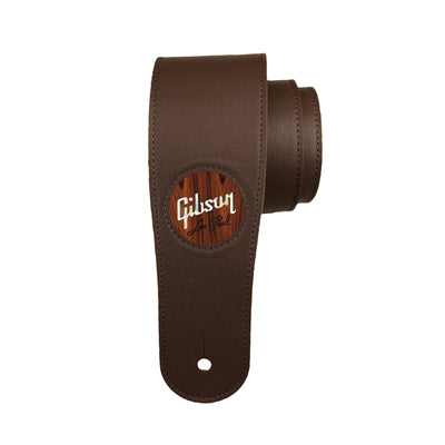 GibsonbyThalia Strap Gibson Les Paul Pearl Logo Inlay | Italian Leather Strap Santos Rosewood / Dark Chocolate / Standard