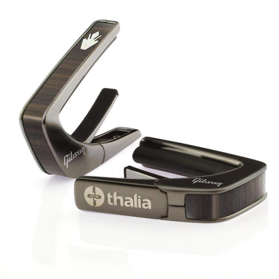 GibsonbyThalia Capo Gibson Holly | Capo Brushed Black Chrome / Indian Rosewood / Treble (attach capo from bottom of neck)