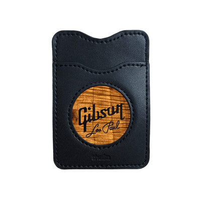 GibsonbyThalia Phone Wallet Gibson Les Paul Logo Inked | Leather Phone Wallet AAA Curly Koa