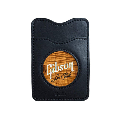 GibsonbyThalia Phone Wallet Gibson Pearl Les Paul Logo | Leather Phone Wallet AAA Curly Koa