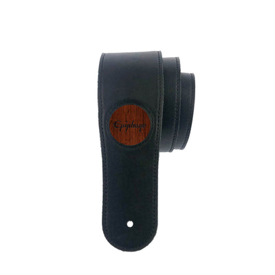 GibsonbyThalia Strap Epiphone Inked Logo Inlay | Italian Leather Strap Indian Rosewood / Black / Standard