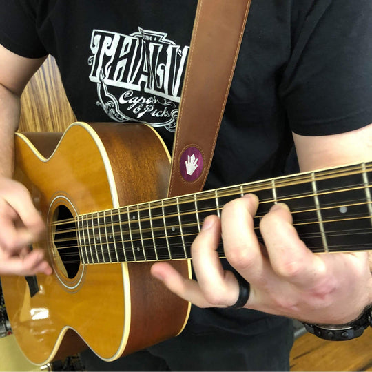 GibsonbyThalia Strap Purpleheart & Gibson Pearl Holly Inlay | Italian Leather Strap