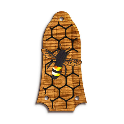 GibsonbyThalia Truss Rod Cover Custom Truss Rod Cover | Shape T6 - Fits Many Epiphone Guitars Save the Bees / AAA Curly Koa