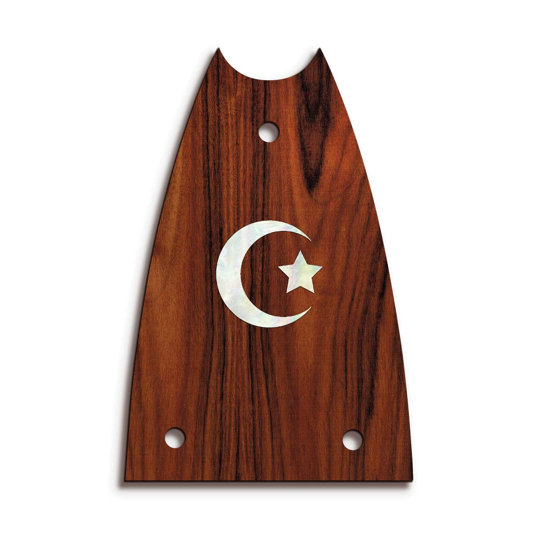 GibsonbyThalia Truss Rod Cover Custom Truss Rod Cover | Shape T7 - Fits Many Epiphone Guitars Pearl Crescent Moon / Santos Rosewood