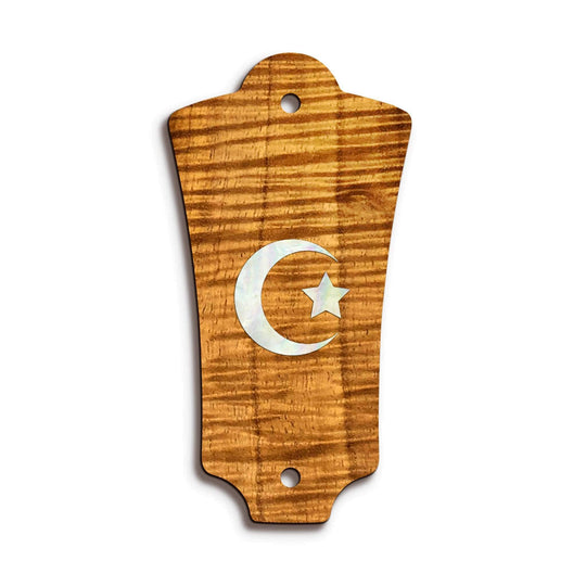 GuildbyThalia Truss Rod Cover Custom Truss Rod Cover | Shape T2 - Fits Most Guild Guitars Pearl Crescent Moon / AAA Curly Koa