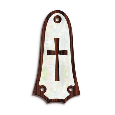 TaylorbyThalia Truss Rod Cover Custom Truss Rod Cover | Shape T3 - Fits 3 Hole Taylor Guitars Cross in Pearl / Indian Rosewood