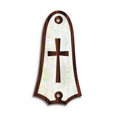 TaylorbyThalia Truss Rod Cover Custom Truss Rod Cover | Shape T4 - Fits 2 Hole Taylor Guitars Cross in Pearl / Indian Rosewood