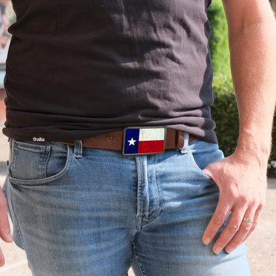 Thalia Belts Texas Lonestar Shell Inlay | Premium Leather Belt