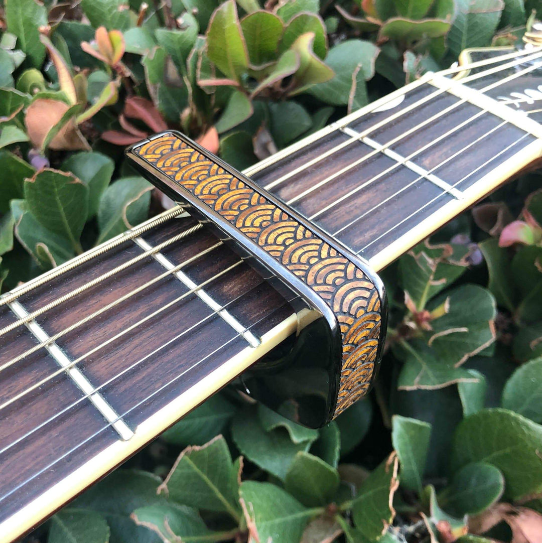 Thalia Capo Seigaiha Waves Hawaiian Koa | Deluxe Capo