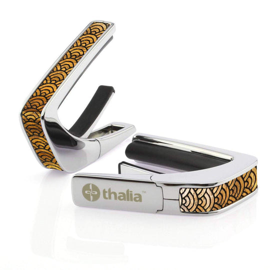 Thalia Capo Seigaiha Waves Hawaiian Koa | Deluxe Capo Chrome