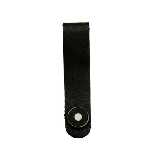 Thalia Leather Strap Tie Mother of Pearl & Exotic Wood | Leather Headstock Strap Tie Black / Black / Black Ebony