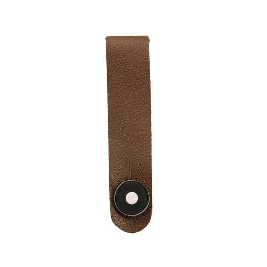 Thalia Leather Strap Tie Mother of Pearl & Exotic Wood | Leather Headstock Strap Tie Brown / Black / Black Ebony