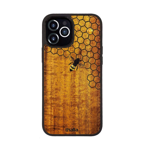 Thalia Phone Case AAA Curly Hawaiian Koa & Bee with Honeycomb | iPhone Case iPhone 13 Pro Max