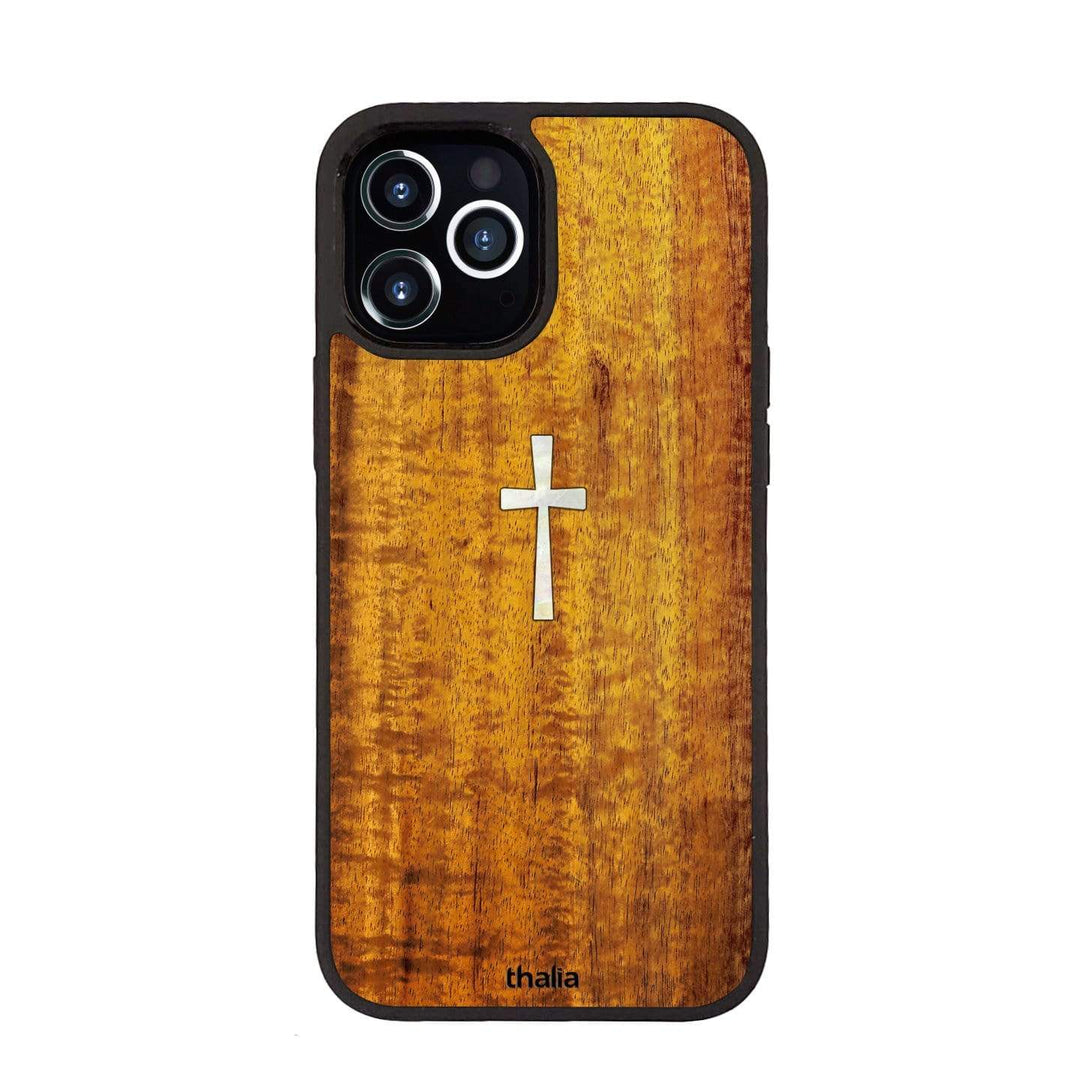 Thalia Phone Case AAA Curly Hawaiian Koa & Cross MOP | iPhone Case iPhone 12 Pro Max