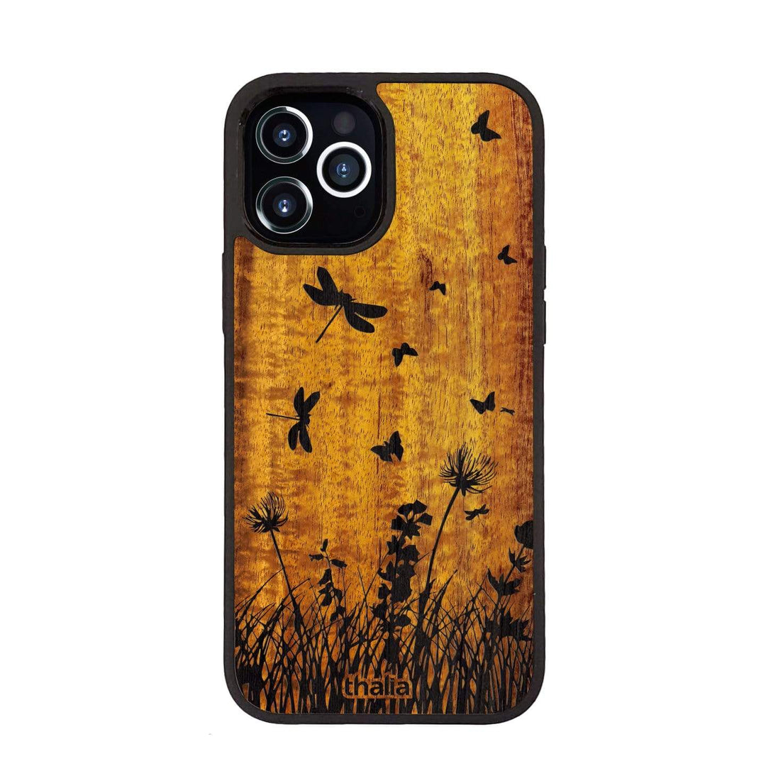 Thalia Phone Case AAA Grade Hawaiian Koa & Spring Meadow Engraving | iPhone Case iPhone 12 Pro Max