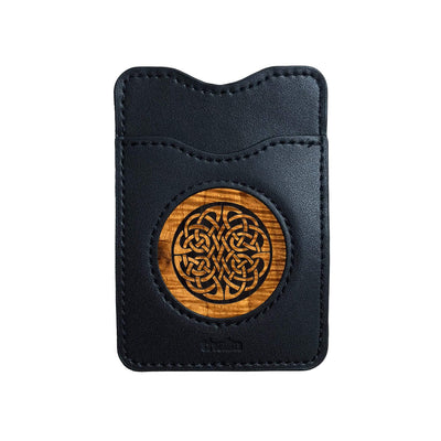 Thalia Phone Wallet Celtic Knot Engraving | Leather Phone Wallet AAA Curly Koa