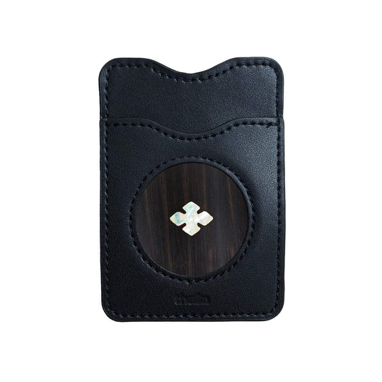Thalia Phone Wallet Pearl Diamond | Leather Phone Wallet Black Ebony