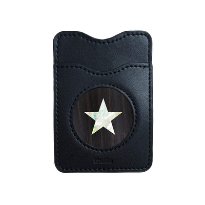 Thalia Phone Wallet Pearl Star | Leather Phone Wallet Black Ebony
