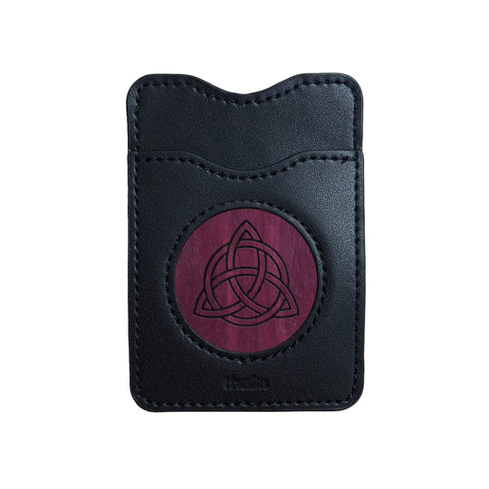 Thalia Phone Wallet Triquetra Engraving | Leather Phone Wallet Purpleheart