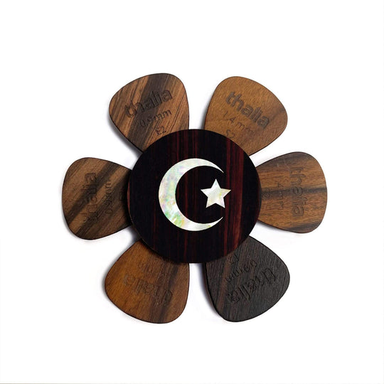 Thalia Pick Puck Pearl Crescent Moon & Star | Pick Puck Black Ebony