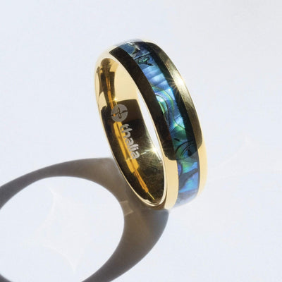 Thalia Ring Blue Abalone | Tungsten Carbide Ring 8mm 11 / 24K Gold