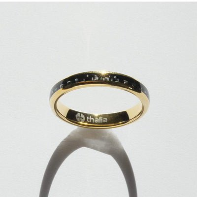 Thalia Ring Carbon Fibre | Tungsten Carbide Ring 4mm 5 / 24K Gold