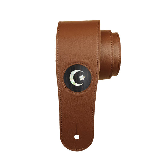 Thalia Strap Black Ebony & Pearl Crescent Moon & Star Inlay | Italian Leather Strap Brown / Standard