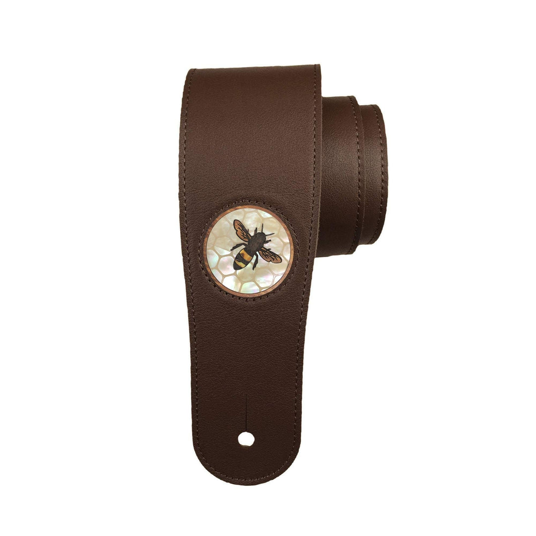 Thalia Strap Hawaiian Koa Bee & Vintage Pearl Honeycomb Inlay | Italian Leather Strap Dark Chocolate / Standard