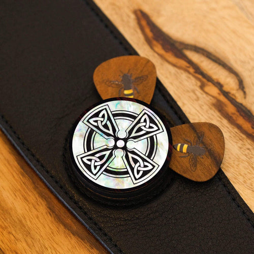 Thalia Strap Pearl Celtic Cross | Pick Puck Integrated Leather Strap Black Ebony / Black / STANDARD