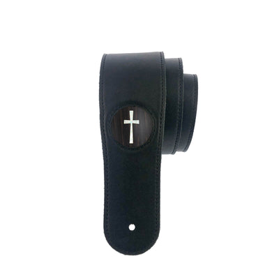 Thalia Strap Pearl Cross Inlay | Italian Leather Strap Black Ebony / Black / Standard