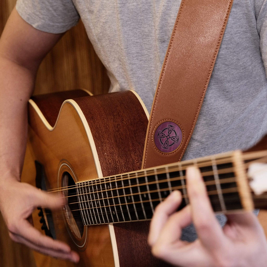 Thalia Strap Purpleheart & Celtic Cross Engraving | Italian Leather Strap