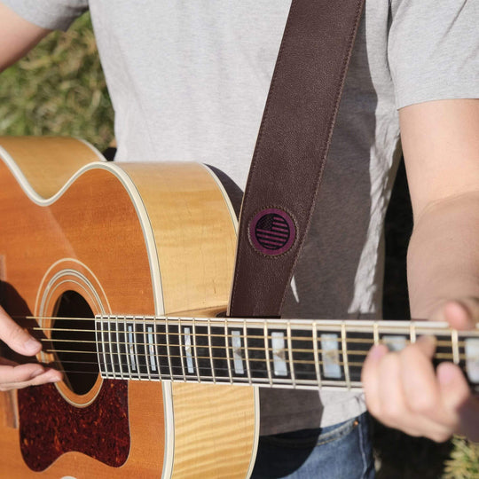 Thalia Strap Purpleheart & Old Glory Engraving | Italian Leather Strap