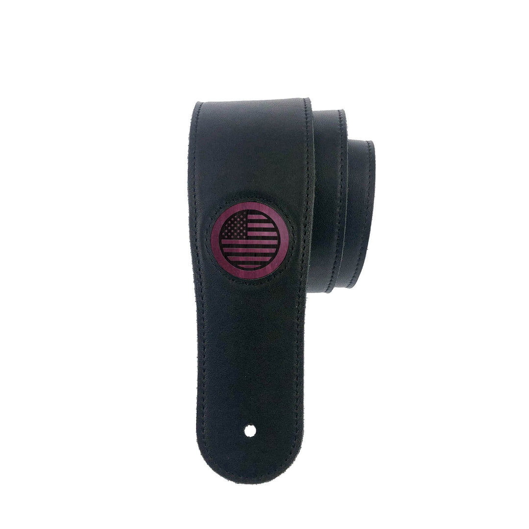 Thalia Strap Purpleheart & Old Glory Engraving | Italian Leather Strap Black / Standard