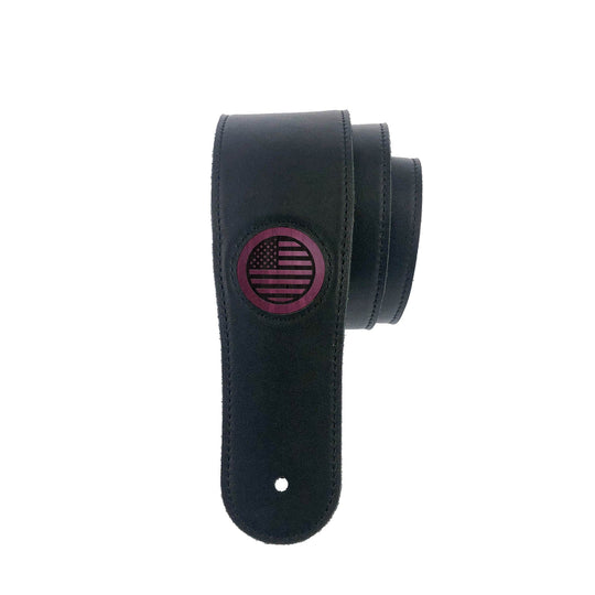Thalia Strap Purpleheart & Old Glory Engraving | Italian Leather Strap Black / Standard