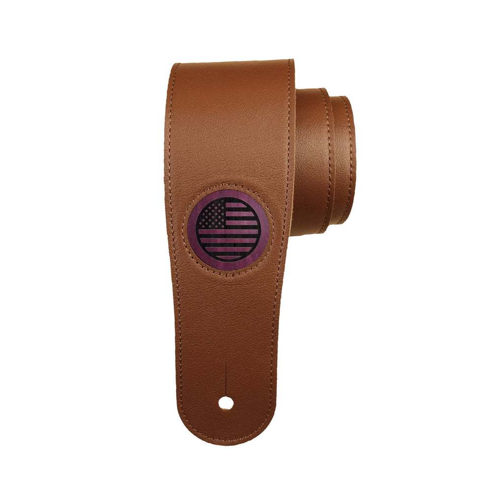 Thalia Strap Purpleheart & Old Glory Engraving | Italian Leather Strap Brown / Standard
