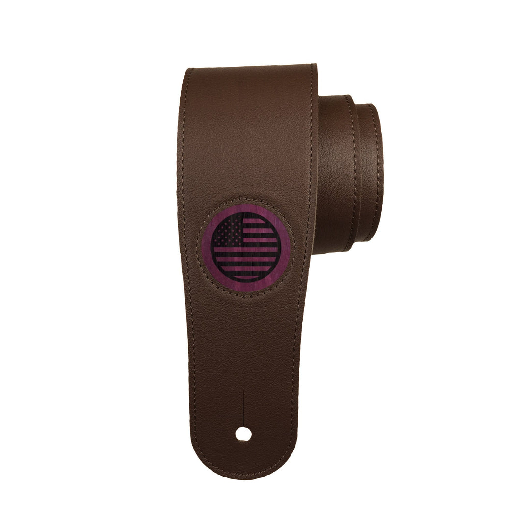 Thalia Strap Purpleheart & Old Glory Engraving | Italian Leather Strap Dark Chocolate / Standard