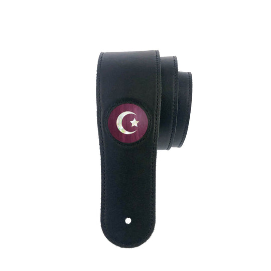 Thalia Strap Purpleheart & Pearl Crescent Moon & Star Inlay | Italian Leather Strap Black / Standard
