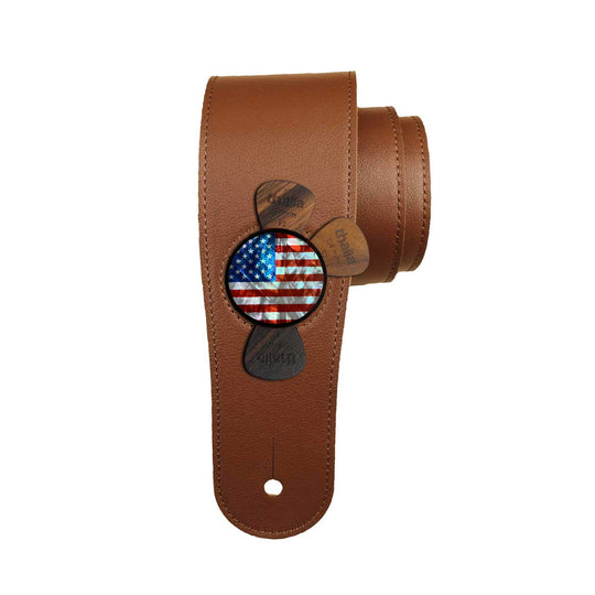Thalia Strap Stars & Stripes | Limited Edition Pick Puck Integrated Leather Strap Brown / STANDARD