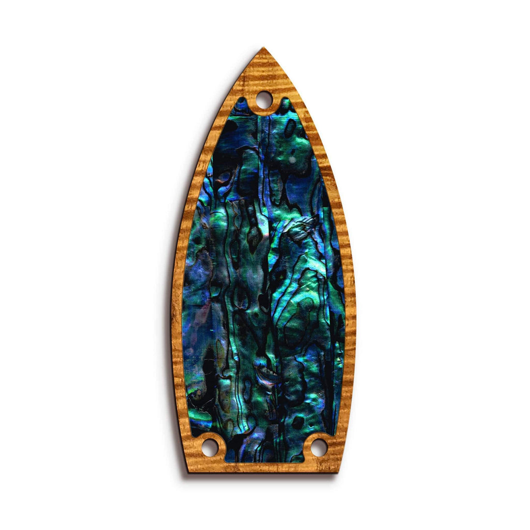 Thalia Truss Rod Cover Custom Truss Rod Cover | Shape T9 - Fits Most Gretsch Guitars Blue Abalone / AAA Curly Koa